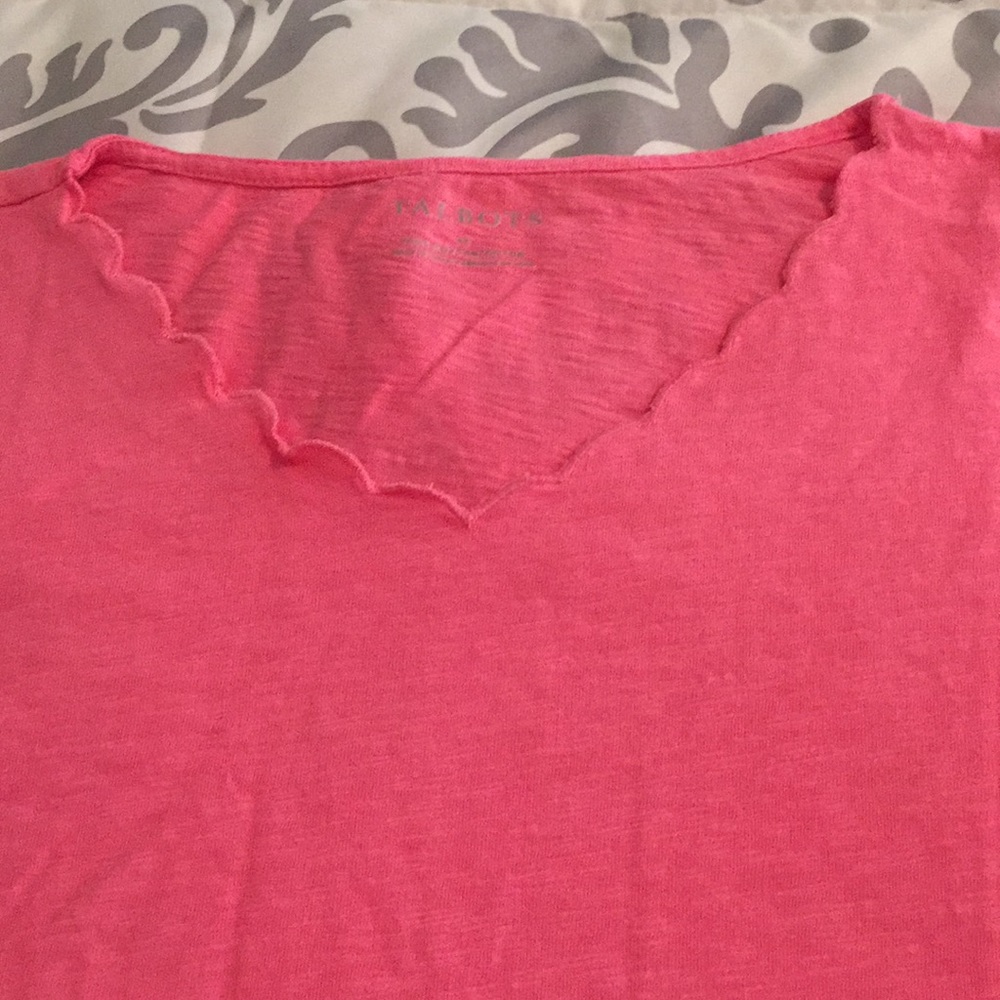 Talbots scalloped neck lace sleeve t-shirt M